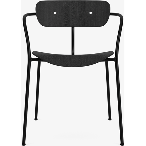 Pavilion AV2 chair – black lacquered oak + chrome fittings + black legs - &Tradition