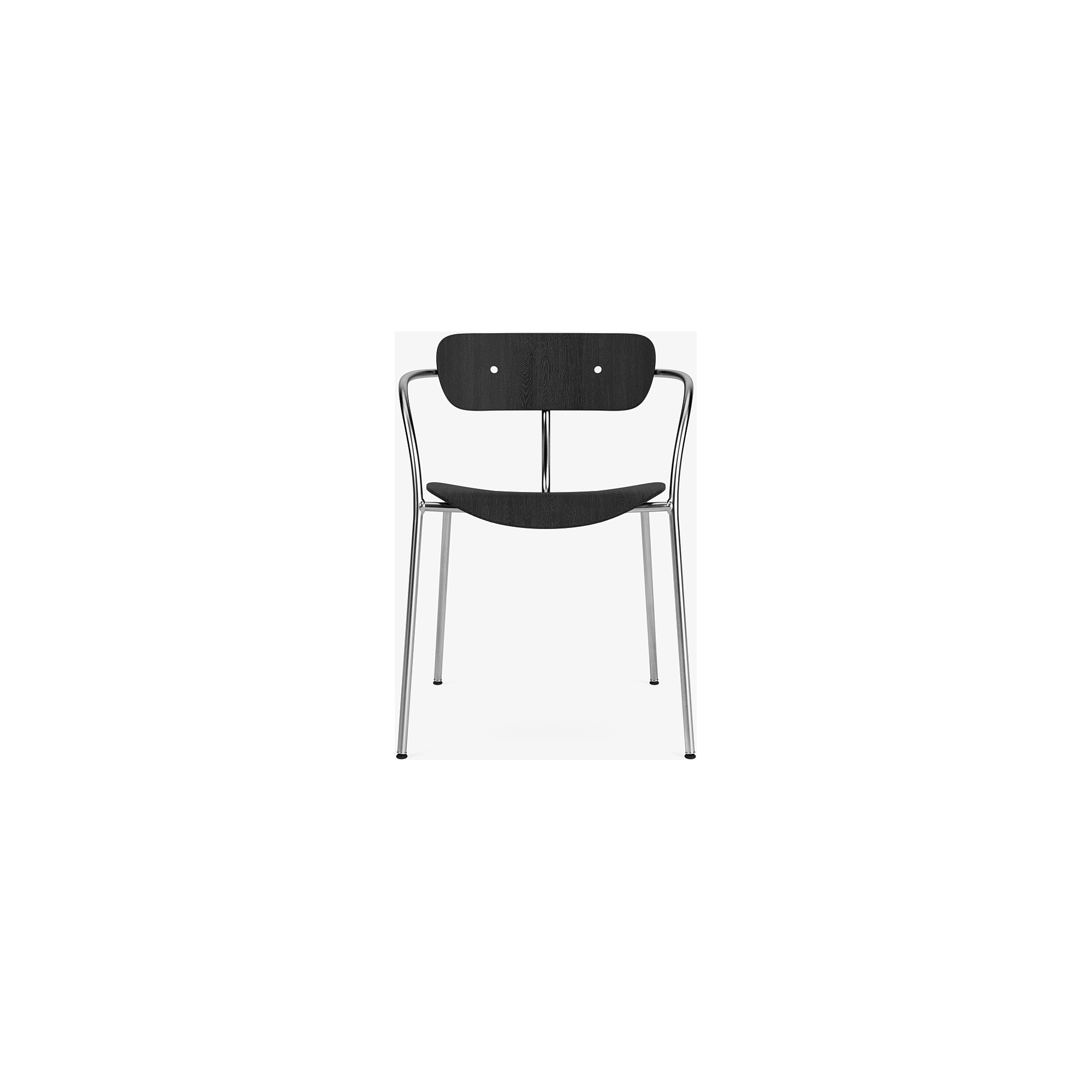 Pavilion AV2 chair – black lacquered oak + chrome fittings + chrome legs - &Tradition