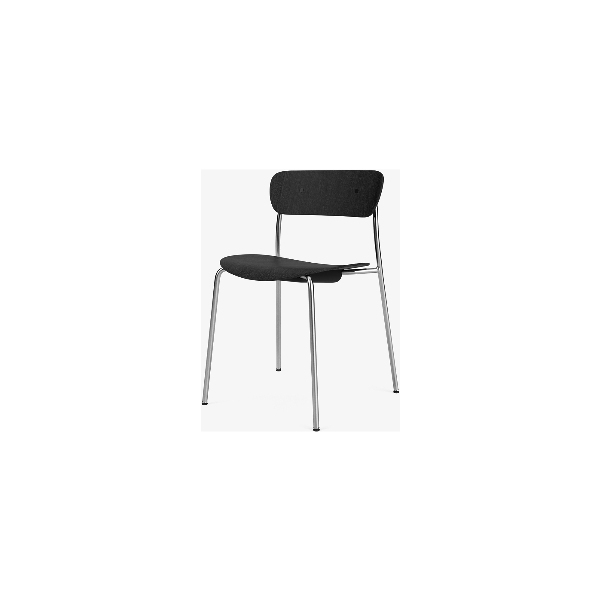 Pavilion AV1 chair – black lacquered oak + black fittings + chrome legs - &Tradition