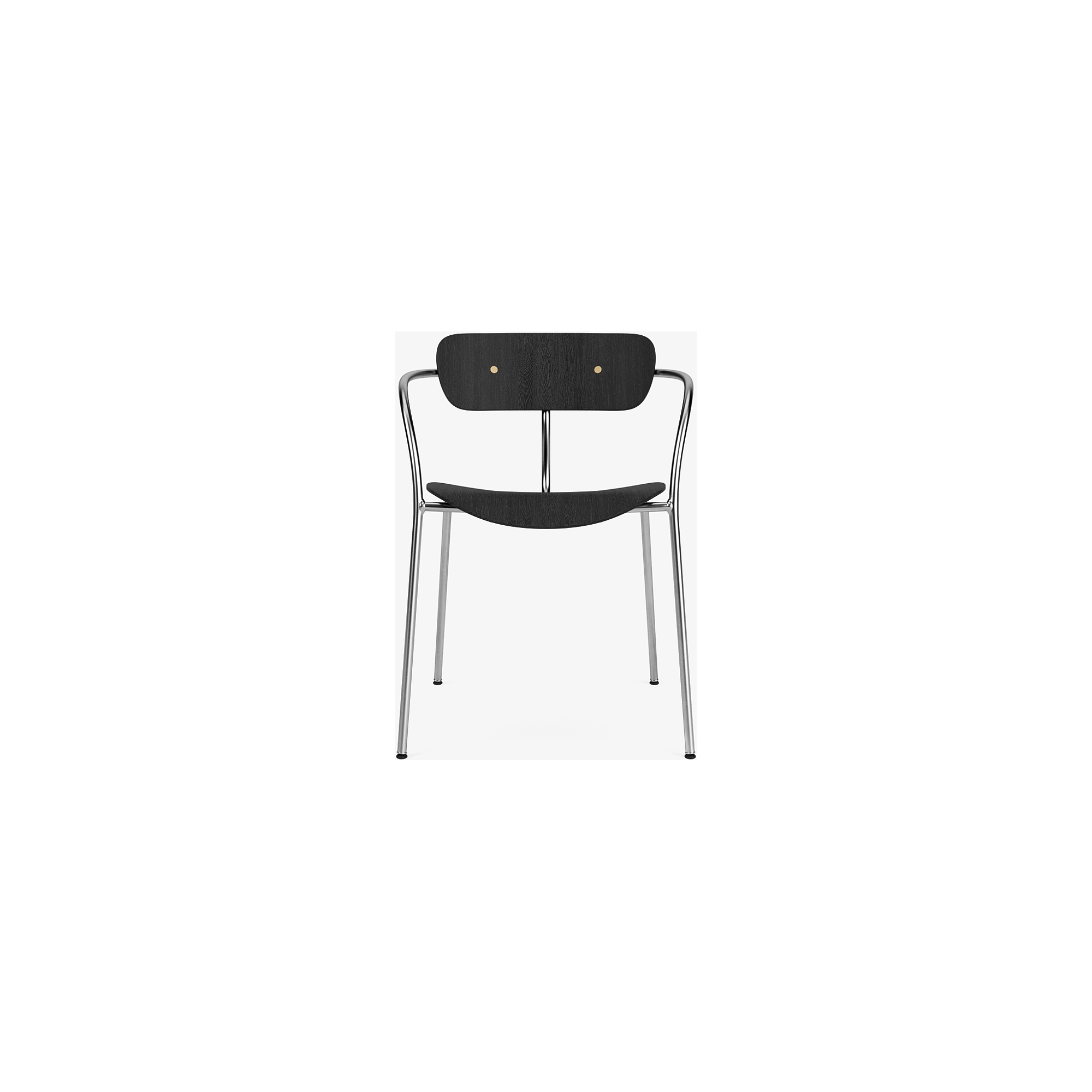 Pavilion AV2 chair – black lacquered oak + brass fittings + chrome legs - &Tradition