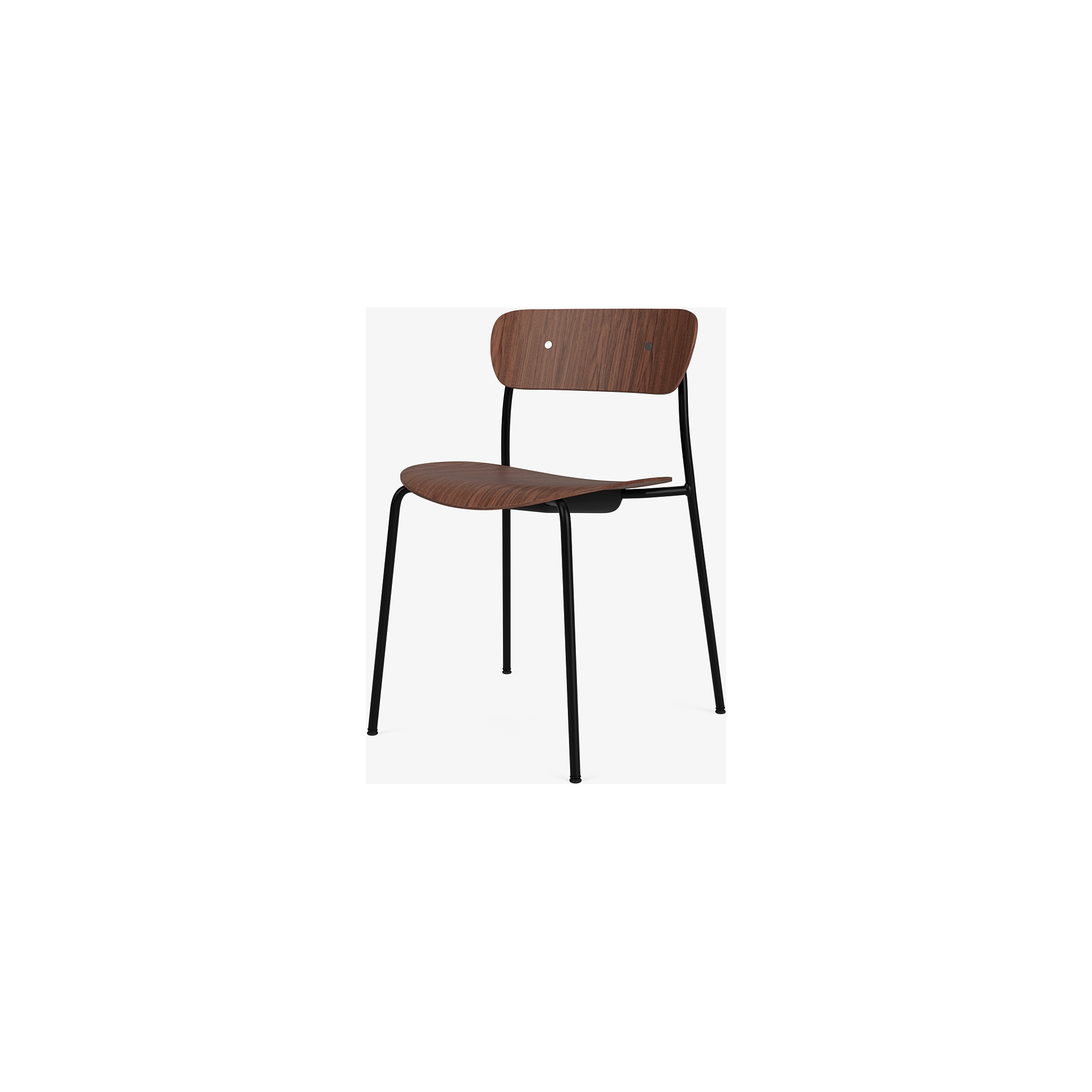 Pavilion AV1 chair – lacquered walnut + chrome fittings + black legs - &Tradition