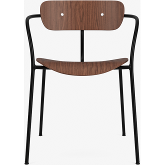 Pavilion AV2 chair – lacquered walnut + chrome fittings + black legs