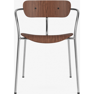 Pavilion AV2 chair – lacquered walnut + black fittings + chrome legs