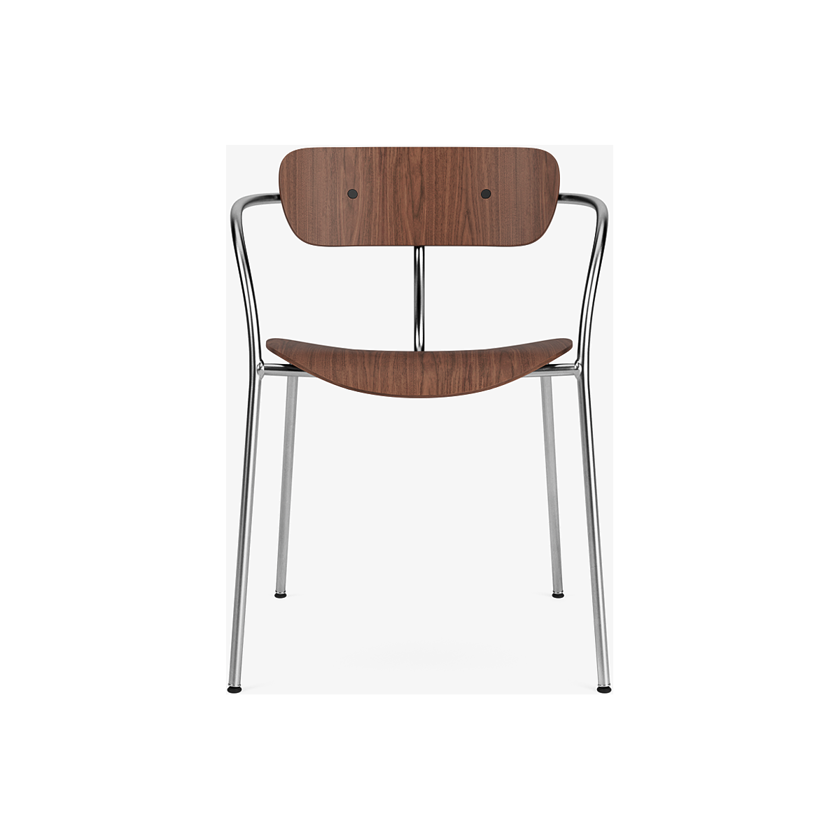 Pavilion AV2 chair – lacquered walnut + black fittings + chrome legs