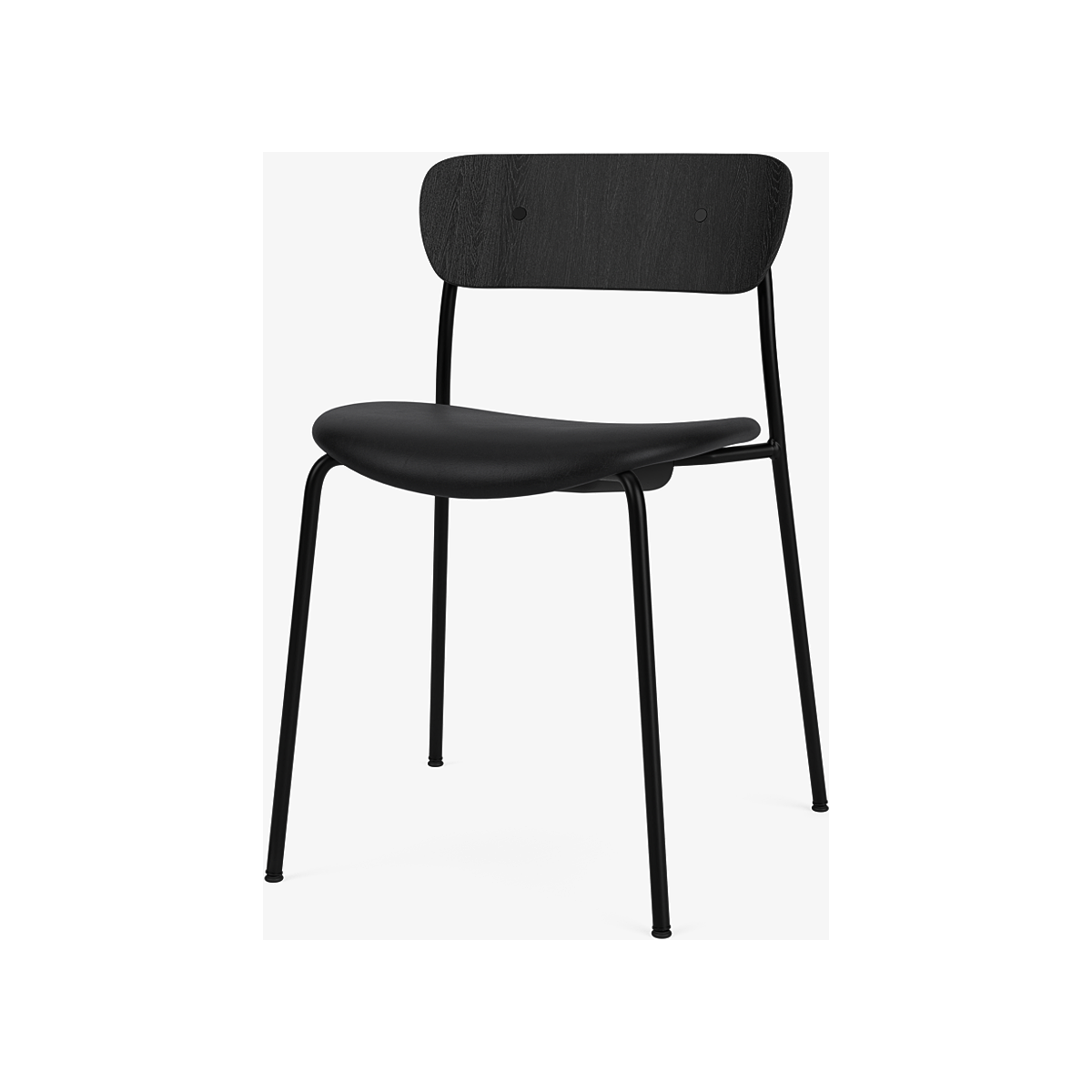 Chaise Pavilion AV3 – Chêne noir + cuir Tailor Black + boutons et piètement noir