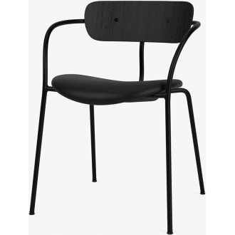 Chaise Pavilion AV4 – Chêne noir + cuir Tailor Black + boutons et piètement noir