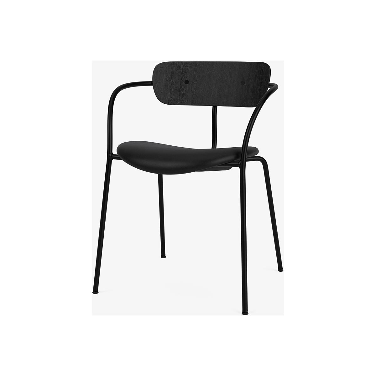 Chaise Pavilion AV4 – Chêne noir + cuir Tailor Black + boutons et piètement noir