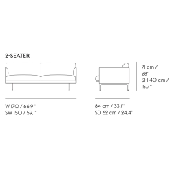 2-seater Outline sofa – Clay 12 + black legs - Muuto