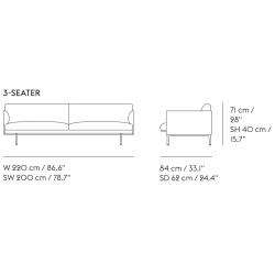 Canapé Outline 3 places – Ecriture 240 + pieds aluminium poli - Muuto