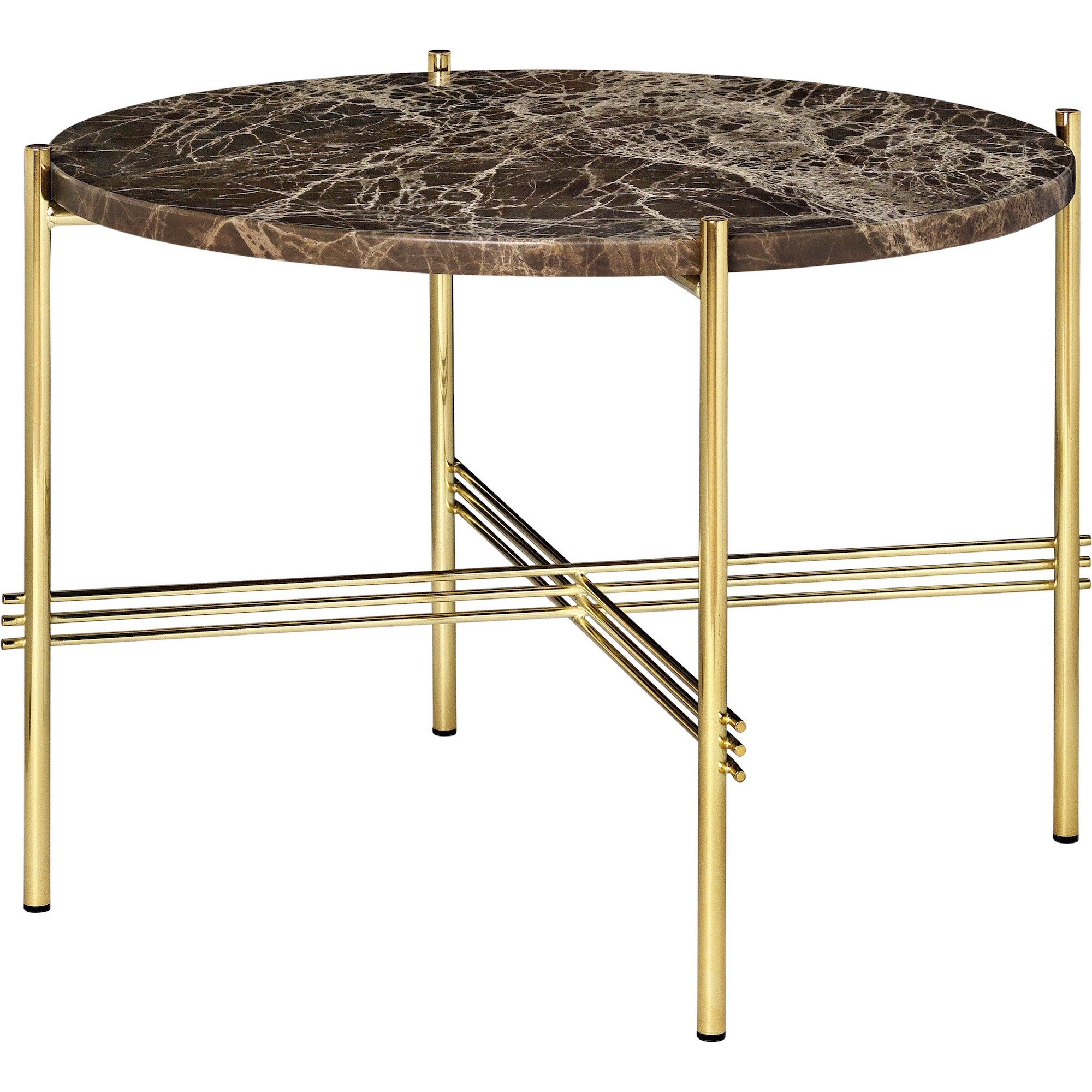 Ø55xH41cm - brown marble - brass base - TS round table - Gubi