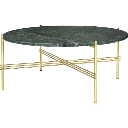 Ø80xH35cm - marbre vert - base laiton - table ronde TS - Gubi