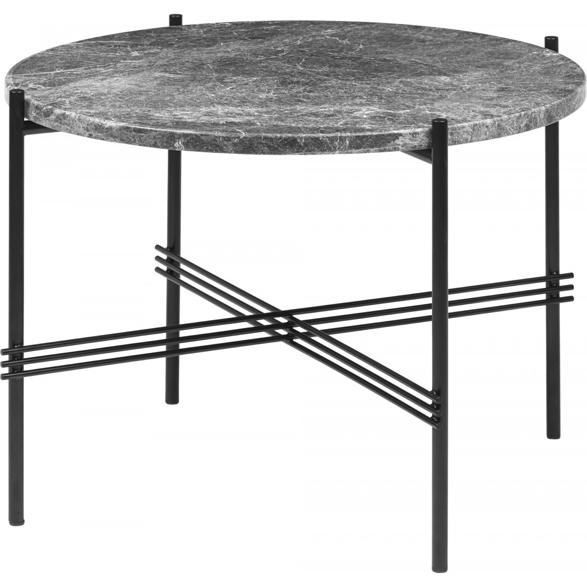 Ø55xH41cm - marbre gris - base noire - table ronde TS