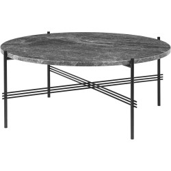 Ø80xH35cm - marbre gris - base noire - table ronde TS - Gubi