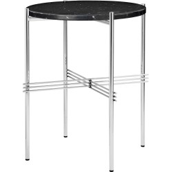 Ø40xH51cm - marbre noir - base acier poli - table ronde TS - Gubi