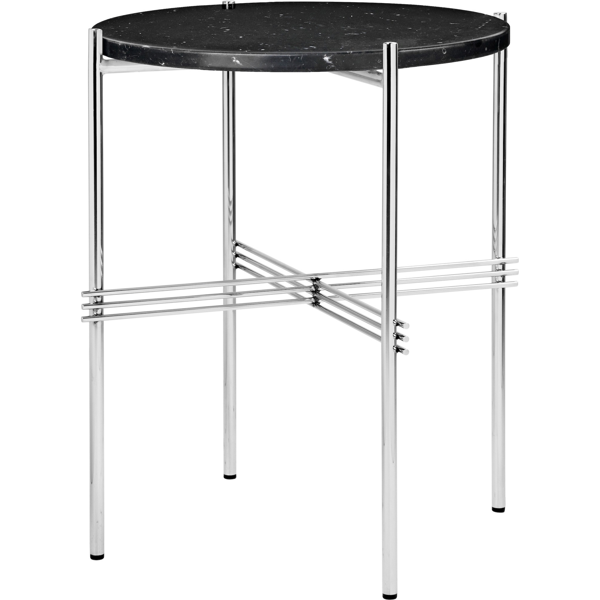 Ø40xH51cm - marbre noir - base acier poli - table ronde TS - Gubi