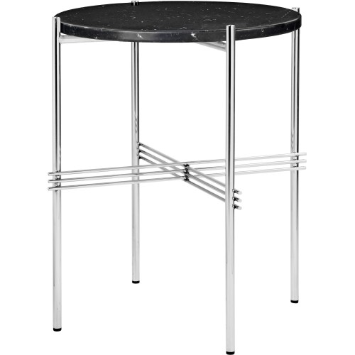 Ø40xH51cm - black marble - polished steel base - TS round table - Gubi