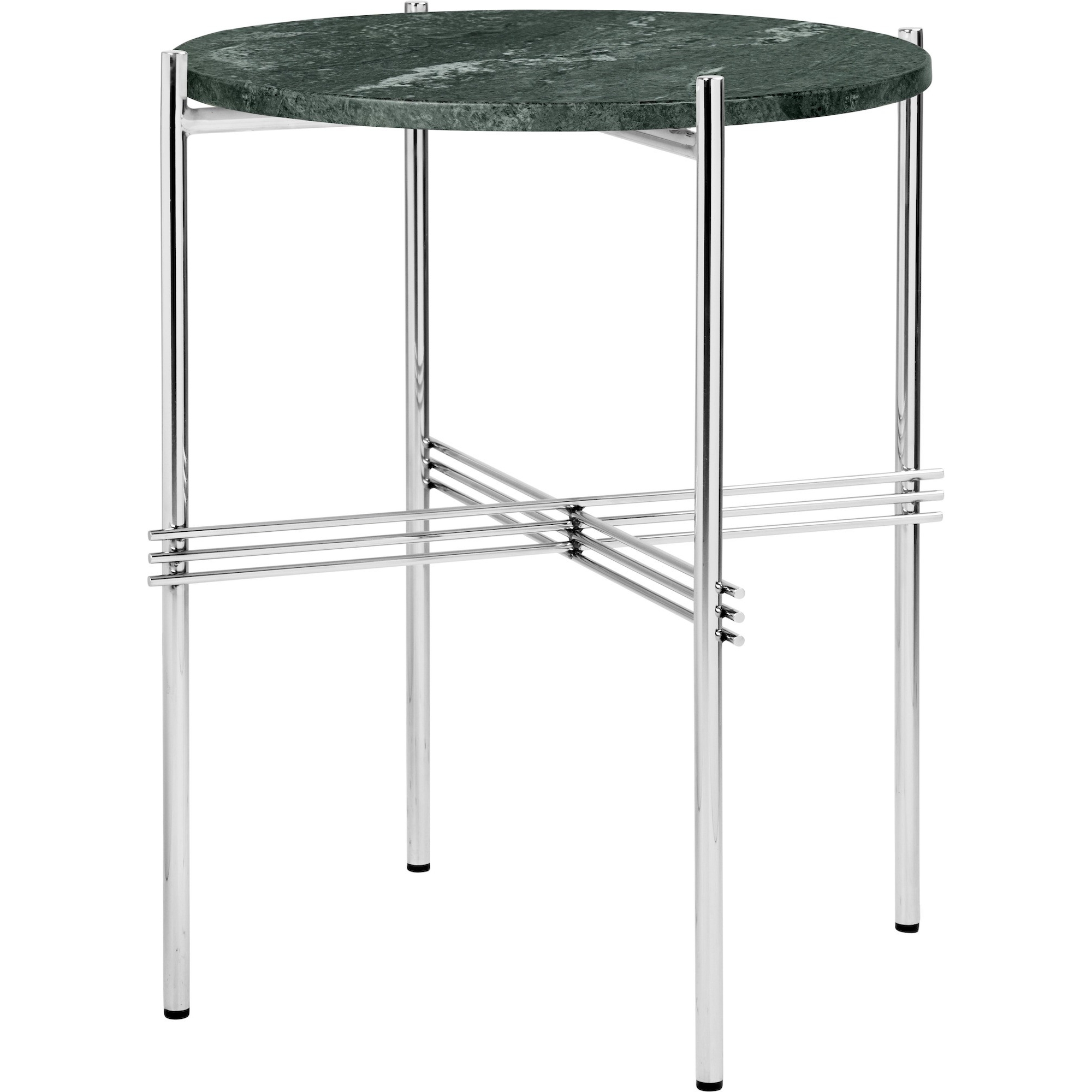 Ø40xH51cm - green marble - polished steel base - TS round table - Gubi