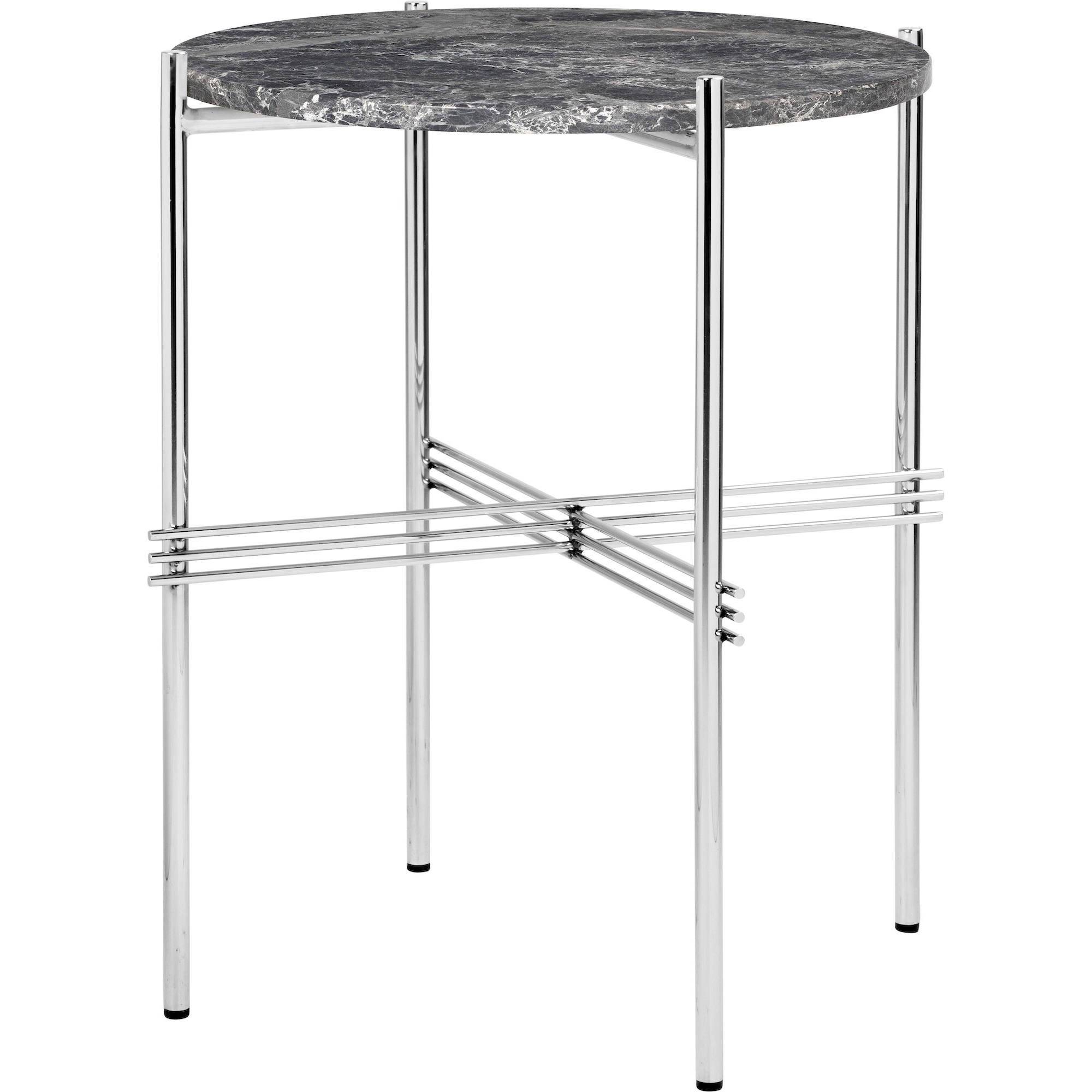 Ø40xH51cm - grey marble - polished steel base - TS round table - Gubi