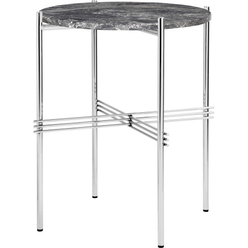 Ø40xH51cm - marbre gris - base acier poli - table ronde TS - Gubi