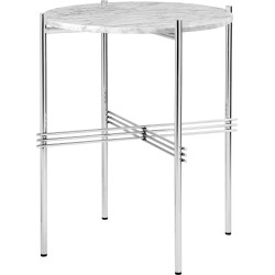 Ø40xH51cm - marbre blanc - base acier poli - table ronde TS - Gubi