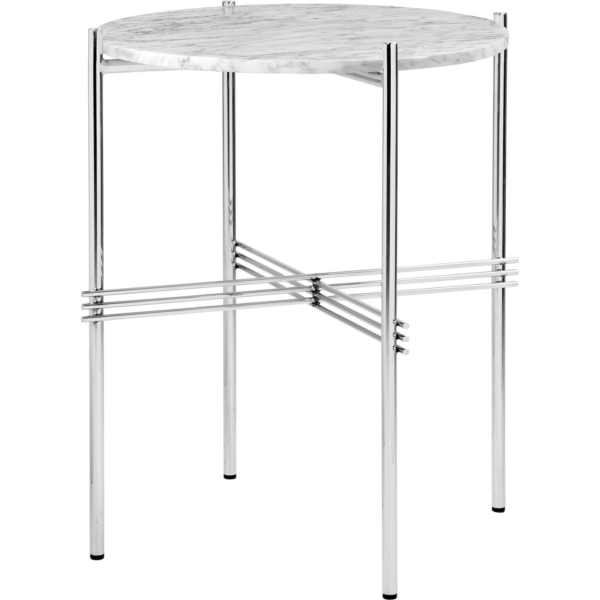 Ø40xH51cm - marbre blanc - base acier poli - table ronde TS - Gubi