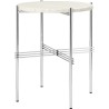 Ø40xH51cm - travertin neutral white - base acier poli - table ronde TS - Gubi