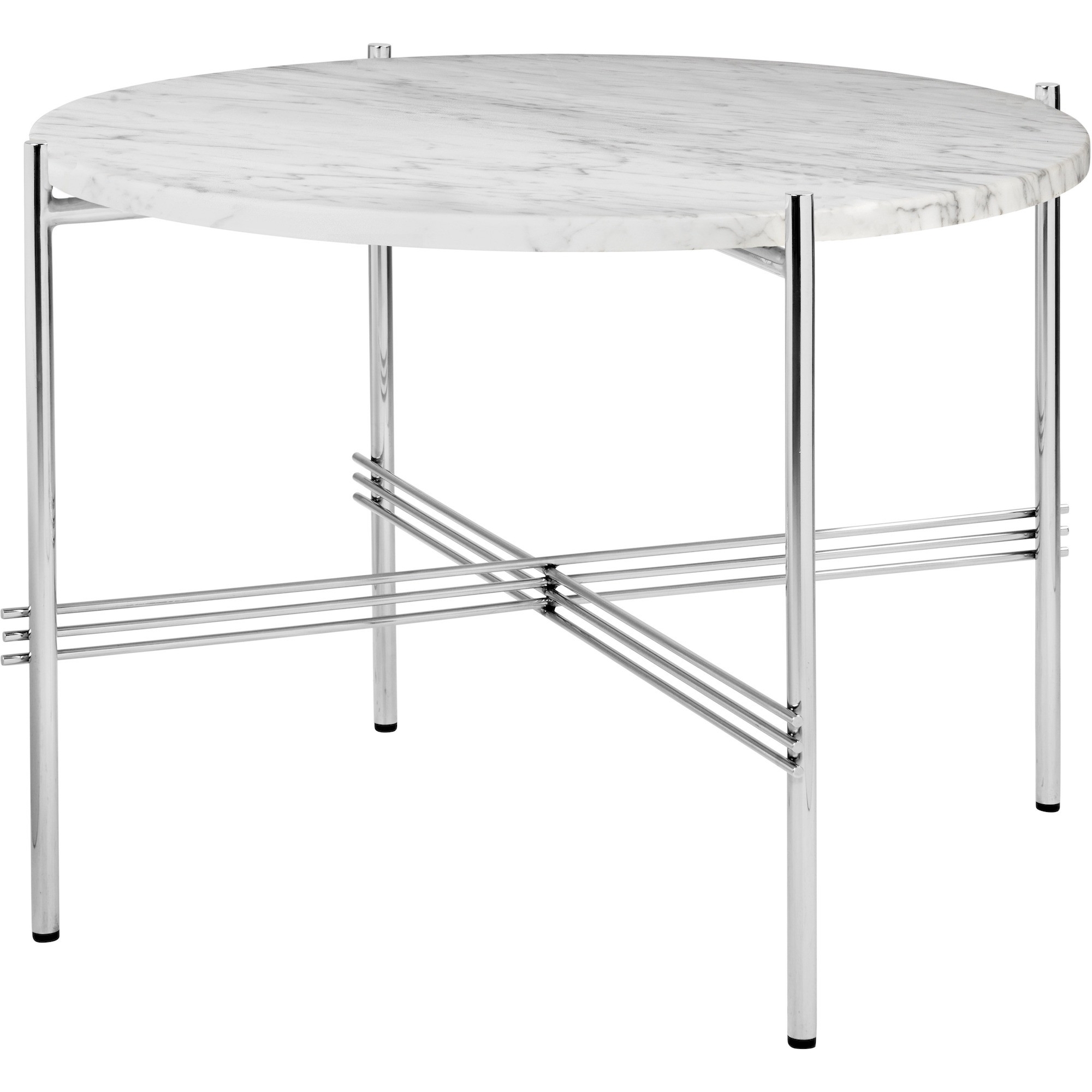 Ø55xH41cm - marbre blanc - base acier poli - table ronde TS - Gubi