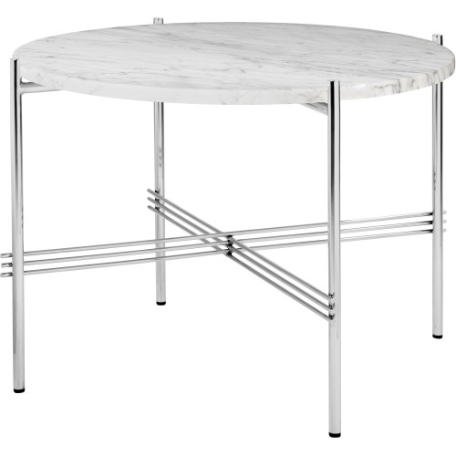 Ø55xH41cm - marbre blanc - base acier poli - table ronde TS - Gubi