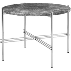 Ø55xH41cm - marbre gris - base acier poli - table ronde TS - Gubi