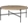 Ø80xH35cm - travertin warm taupe - base noire - table ronde TS - Gubi