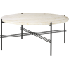 Ø80xH35cm - travertin neutral white - base noire - table ronde TS - Gubi