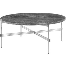 Ø80xH35cm - grey marble - polished steel base - TS round table - Gubi