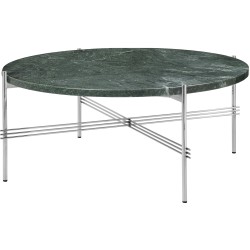 Ø80xH35cm - marbre vert - base acier poli - table ronde TS - Gubi