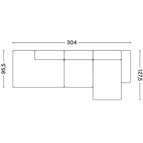 3-seater – combination 3 (right armrest) – Mags Low Armrest - HAY