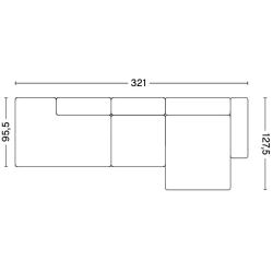 3-seater – combination 4 (right armrest) – Mags Low Armrest - HAY