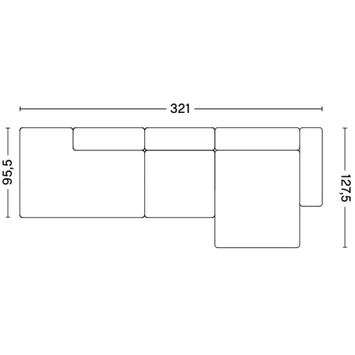 3 places – combinaison 4 (coin droit) – Mags Low Armrest - HAY