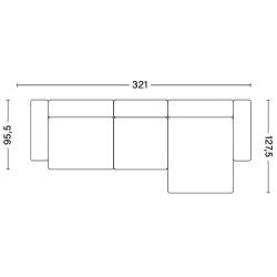 3-seater – combination 10 (right armrest) – Mags Low Armrest - HAY