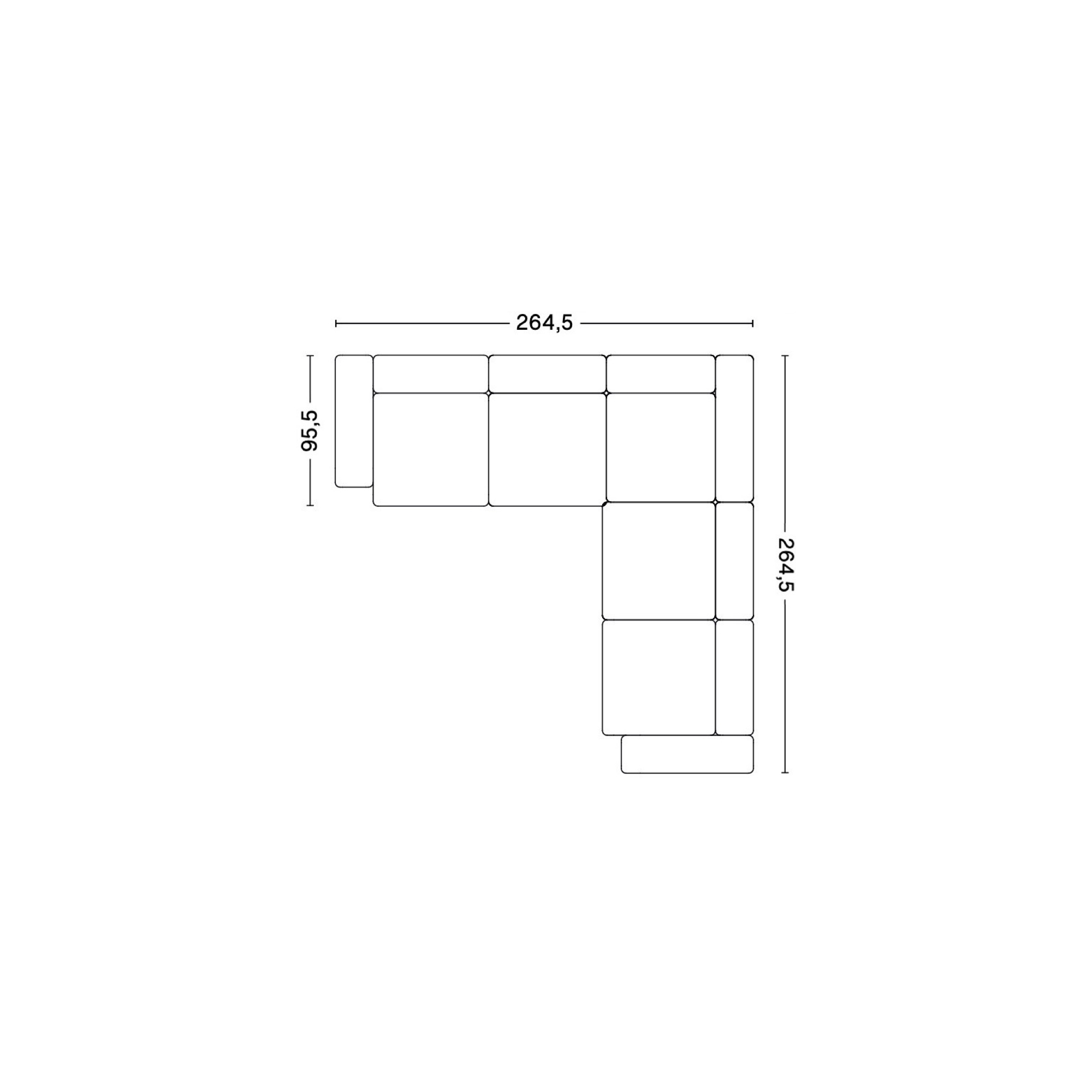 Corner – combination 1 (right armrest) – Mags Low Armrest - HAY