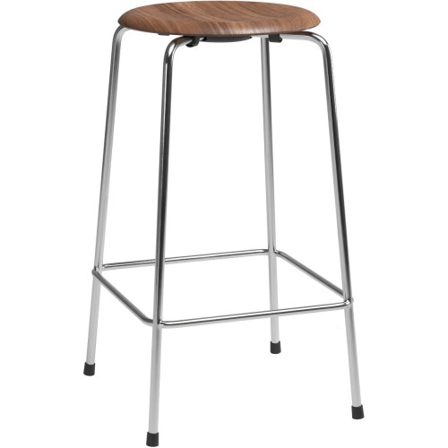 Tabouret High Dot Counter, 4 pieds – Noyer / Chrome - Fritz Hansen