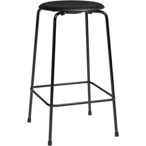 Tabouret High Dot Counter, 4 pieds – Cuir Intense Noir / Noir mat - Fritz Hansen