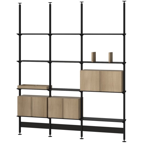 Pira storage F-C_B 210_205 - black grey and white oak - String Furniture