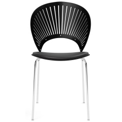 cuir Vice 11 noir + frêne noir / chrome – assise rembourrée – chaise Trinidad 3396 - Fredericia