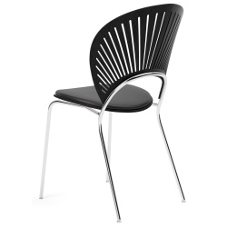 cuir Vice 11 noir + frêne noir / chrome – assise rembourrée – chaise Trinidad 3396 - Fredericia