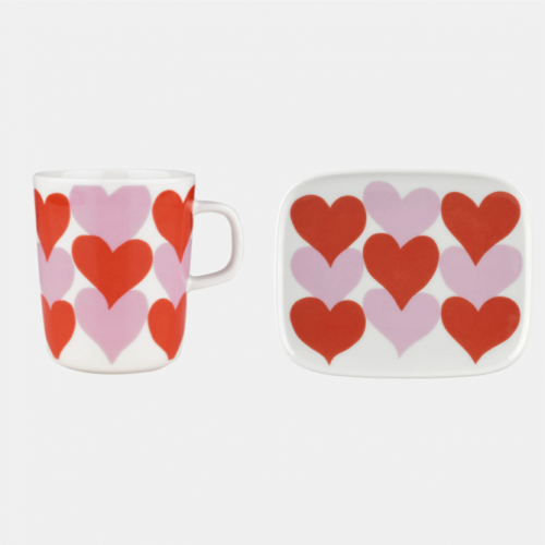 Set Sydämet 130 – mug 2,5dl et assiette 15x12cm - Marimekko