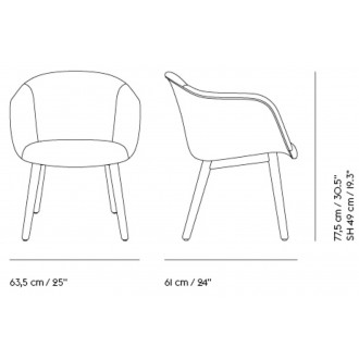 Fiber Soft Armchair - Wooden legs