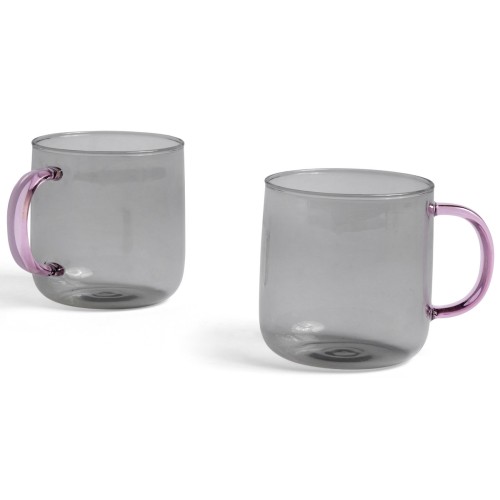 EPUISE - set de 2 mug 300 ml gris clair et rose – Borosilicate - HAY