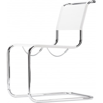 S33 Chair – White synthetic fibre + Chrome Base