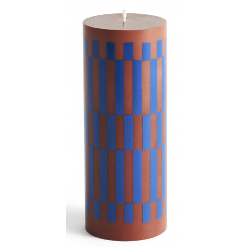 SOLD OUT - Column candle medium - brown and blue - HAY