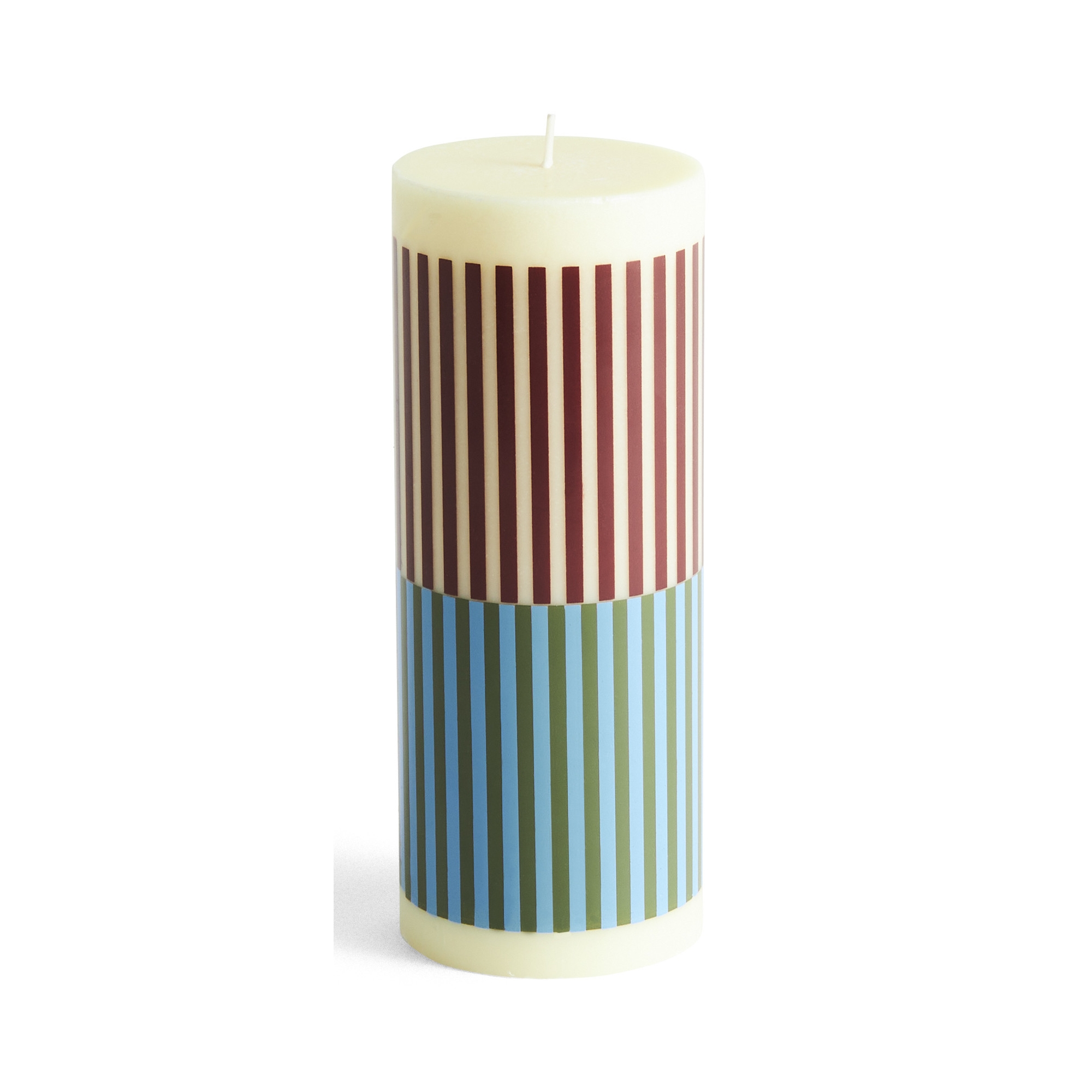 SOLD OUT - Column candle medium - yellow, brown, light blue and army - HAY