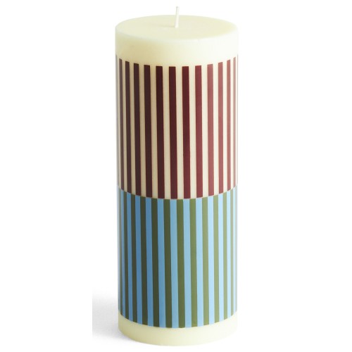 SOLD OUT - Column candle medium - yellow, brown, light blue and army - HAY